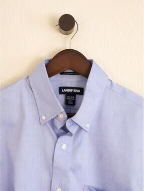 Lands’ End No-Iron Supima Pinpoint Oxford Shirt – Light Blue – Men’s